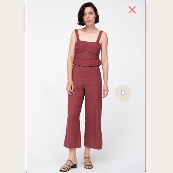 Sea New York O’Keefe Corset Ruffle Wide Leg Cropped Jumpsuit Burnt Orange 10 - Picture 10 of 13